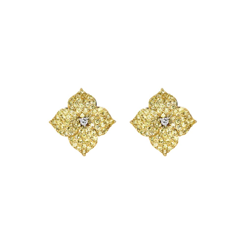 Piranesi 18k Yellow Gold Fiore Small Yellow Sapphire Flower Earrings